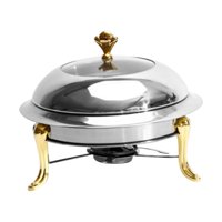 Magideal - Chafing Dish Buffet Calentador De Alimentos Placas De Tapa Transparente Portátil Redondo Pequeño Hot Pot Camping Estufa De Para Exteriores, , Oro 18Cm