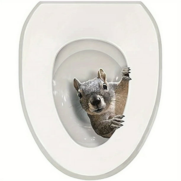 1pc Funny Squirrel Toilet Tattoos Sticker for Elongated Toilet Lid Cover - Adds a Touch of Humor to Your Bathroom Decor