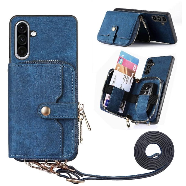 Funda Tipo Cartera con Correa Cruzada para Samsung Galaxy A36 Protección Contra Golpes Azul