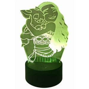 Lelumania - Lampara Ilusion 3D Moana De 7 Colores, Base Touch
