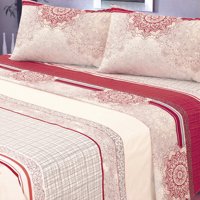 Mallorca - Juego De Sábanas T144 1 Plaza Delhi Bordo