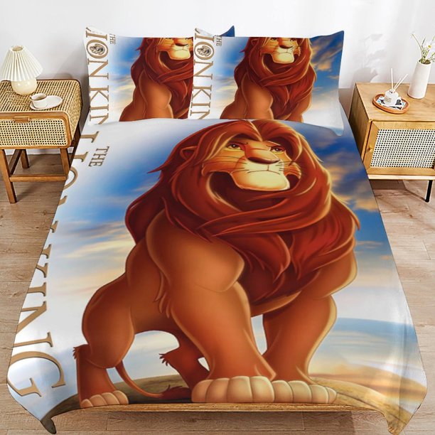 The Lion King Cartoon Bedding Sets Ultra Soft Skin-Friendly Duvet Cover 3 Piece, Cute Comforter Cover Bed Set for Boys Girls Kids