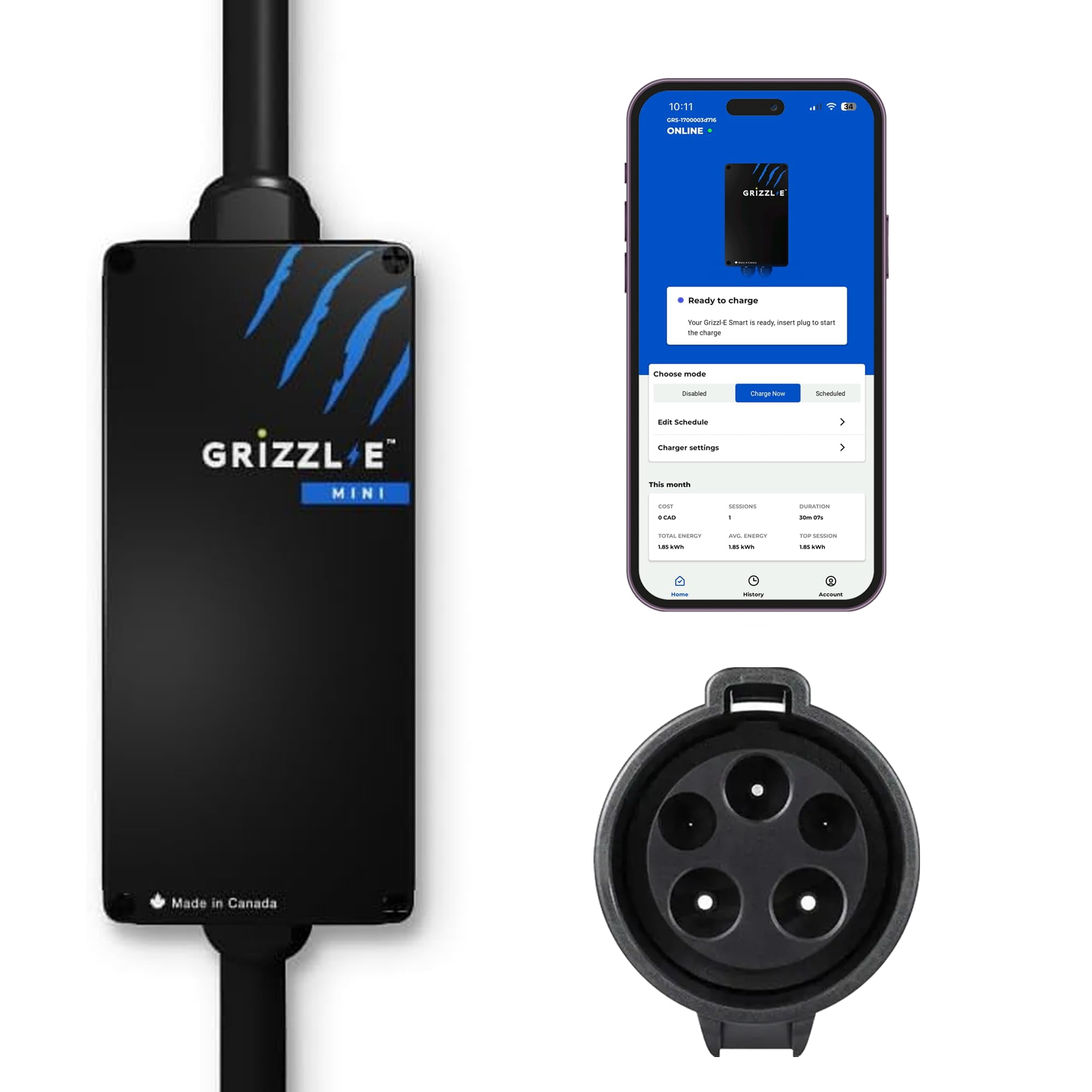 Cargador Para Vehículo Eléctrico Grizzl-e Mini 40a Portátil Nivel 1-2 De Carga Rápida