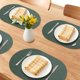 thumbnail image 2 of 6 Piezas de Manteles Individuales Ovalados de Cuero para Decoración de Mesa de Comedor de Cocina Resistentes al Calor Manteles Individuales Limpiables Verde/Gris 17.3x11.8 pulgadas, 2 of 6