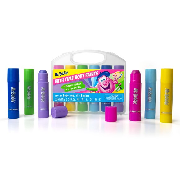 Pinturas Corporales para la Hora del Baño Mr. Bubble - 6 Colores Lavables