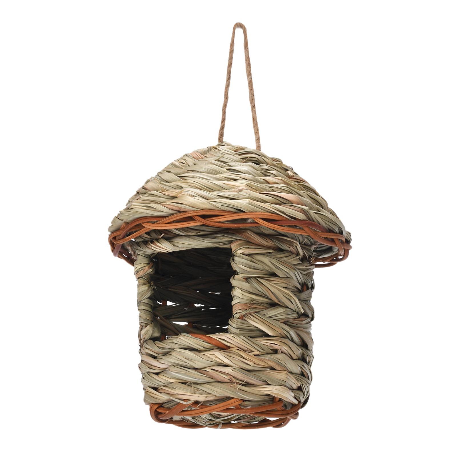 Magideal - Refugio De Paja Tejido A Mano Para Pájaros, Jaulas Para Pájaros, Nido De Pájaro, Casa Colgante Para Pájaros Para , Exterior, Exterior, , 12Cmx15Cm
