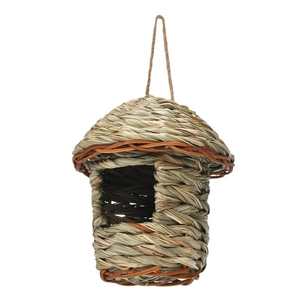 Refugio de paja tejido a mano para pájaros, jaulas para pájaros, nido de pájaro, casa colgante para pájaros para , exterior, exterior, , 12cmx15cm
