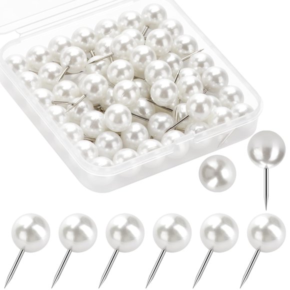 Chinchetas Wteehn 60 piezas blanco perla 1 cm