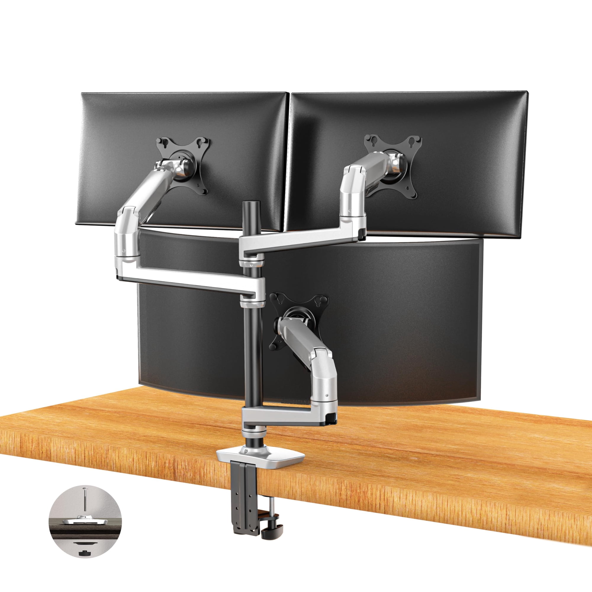 Soporte Triple Para Monitor Ergounion E666 Para 3 Pantallas De Hasta 40 Pulgadas