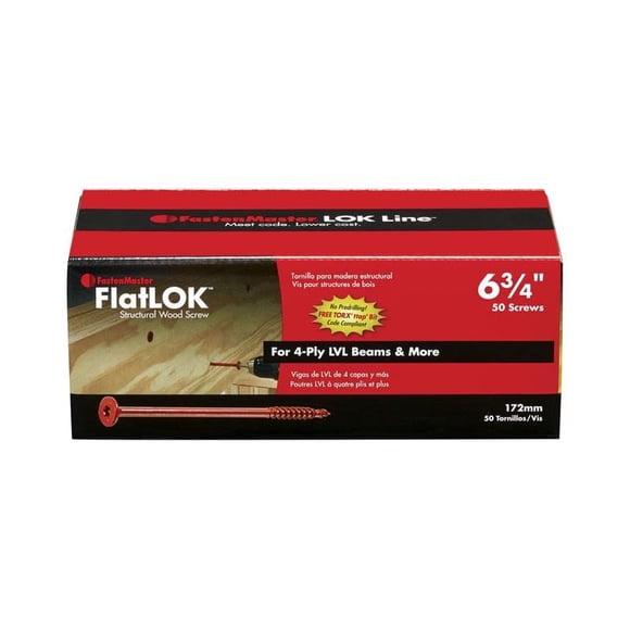 Tornillos para madera FastenMaster FlatLok, número 14 x 6,75 cm, paquete de 50, caja 1