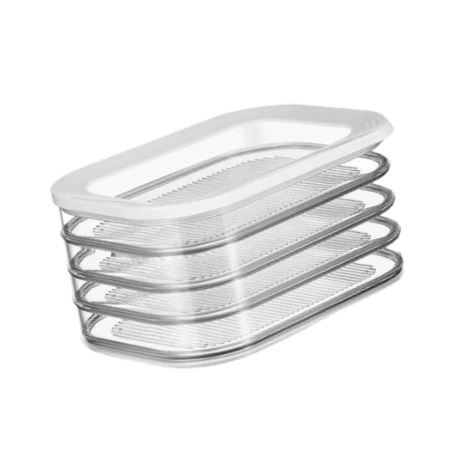 Magideal - Contenedor Para Carne Para Refrigerador, Contenedores Apilables Reutilizables Para Almacenar Alimentos Con Tapa, Organizador Para Alimentos, Cereales Cuatro Capas