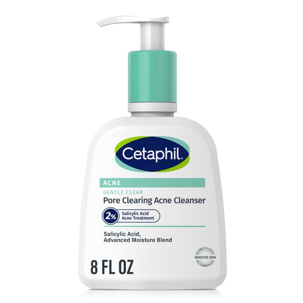 Limpiador Cetaphil, suave y transparente para limpiar los poros del acné, 240 ml, 2% de ácido salicílico