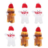 Magideal - 6 Botellas De Jugo Vacías Con Diseño De Hombre De Jengibre, Jarra Para Bebidas, Material Pp, Tapa Hermética, Reutilizable, Ideal Para Fiestas Navideña