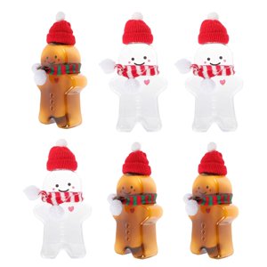 Magideal - 6 Botellas De Jugo Vacías Con Diseño De Hombre De Jengibre, Jarra Para Bebidas, Material Pp, Tapa Hermética, Reutilizable, Ideal Para Fiestas Navideña