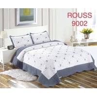 Aladdins Shop - Cobertor De Verano Tipo Quilt Tamaño 2 Plazas Gris Y Blanco