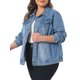 thumbnail image 4 of Agnes Orinda Chaqueta de Mezclilla Talla Grande para Mujeres Manga Larga con Botones Lavada Chaqueta de Jean de Camionero 2X Azul Claro, 4 of 6