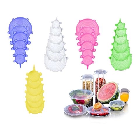 Genérico - 10 * Set 6 Tapas Silicona Extensible Anti Escurrimientos