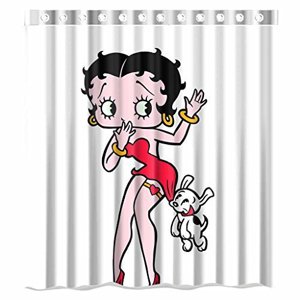 Pinghai - Cortina De Ducha Para Niños Betty Boop Y Perro, Juego De Cortina De Baño Con Ganchos, Tamaño 66 X 72 Pulgadas