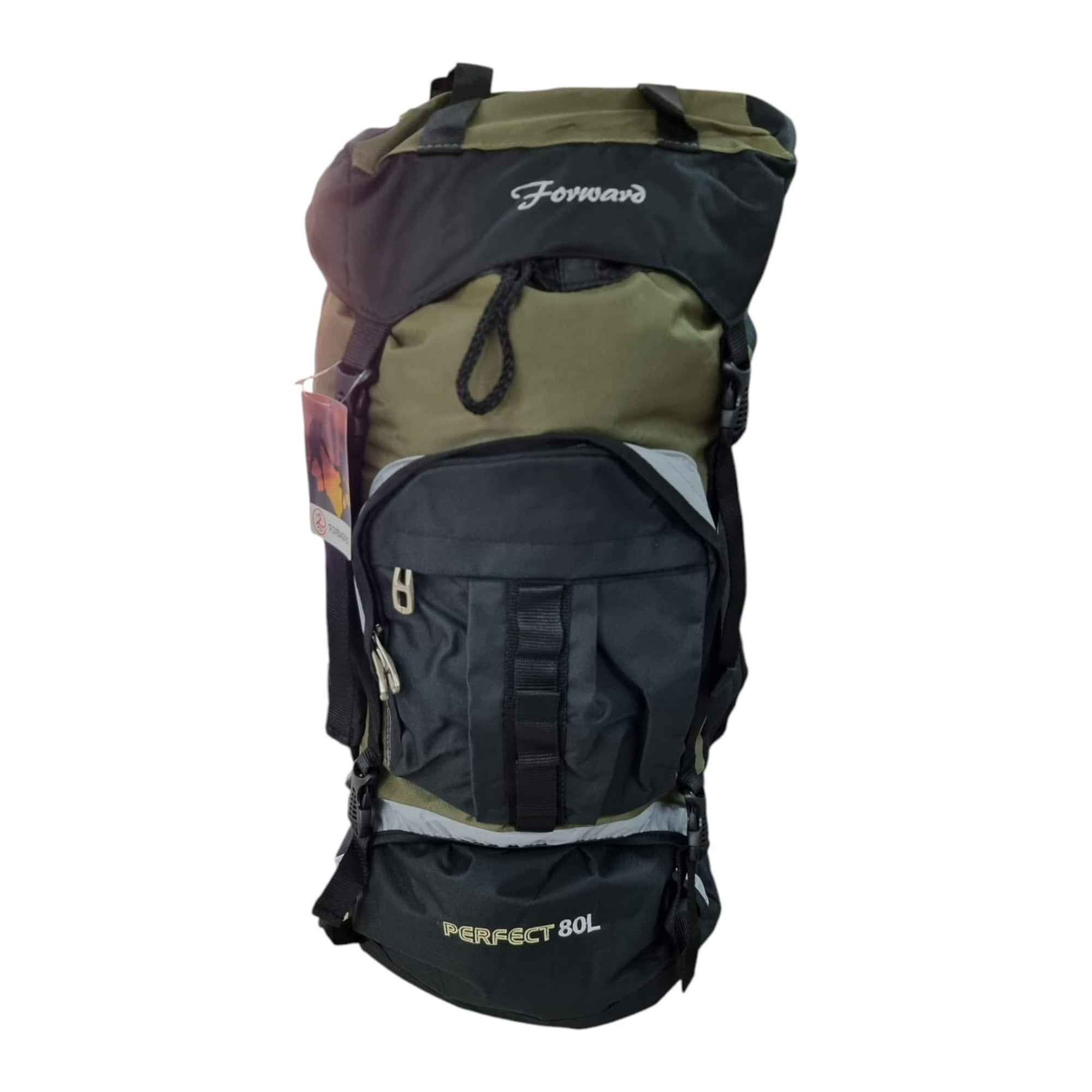 Perfect Choice - Mochila Camping 80 Litros 65x40x20 Cm Verde Con Negro Y Gris