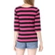 thumbnail image 3 of INSPIRE CHIC Camiseta Básica de Mujer con Mangas al Codo Cuello Redondo Ajustada Regreso a Clases Camiseta Casual Estampada Fucsia Negro M, 3 of 8