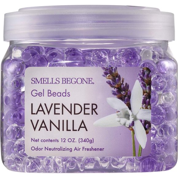 Perlas de gel eliminadoras de olores SMELLS BEGONE, lavanda y vainilla, 350 ml