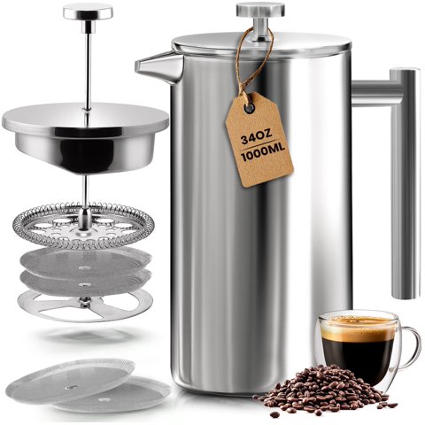 Cafetera Francesa Utopia Kitchen De 1 Litro Con 2 Filtros