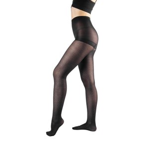Ingesa - Panty Negra 70 Denier Diseño 6 Zigzag S-M Negro