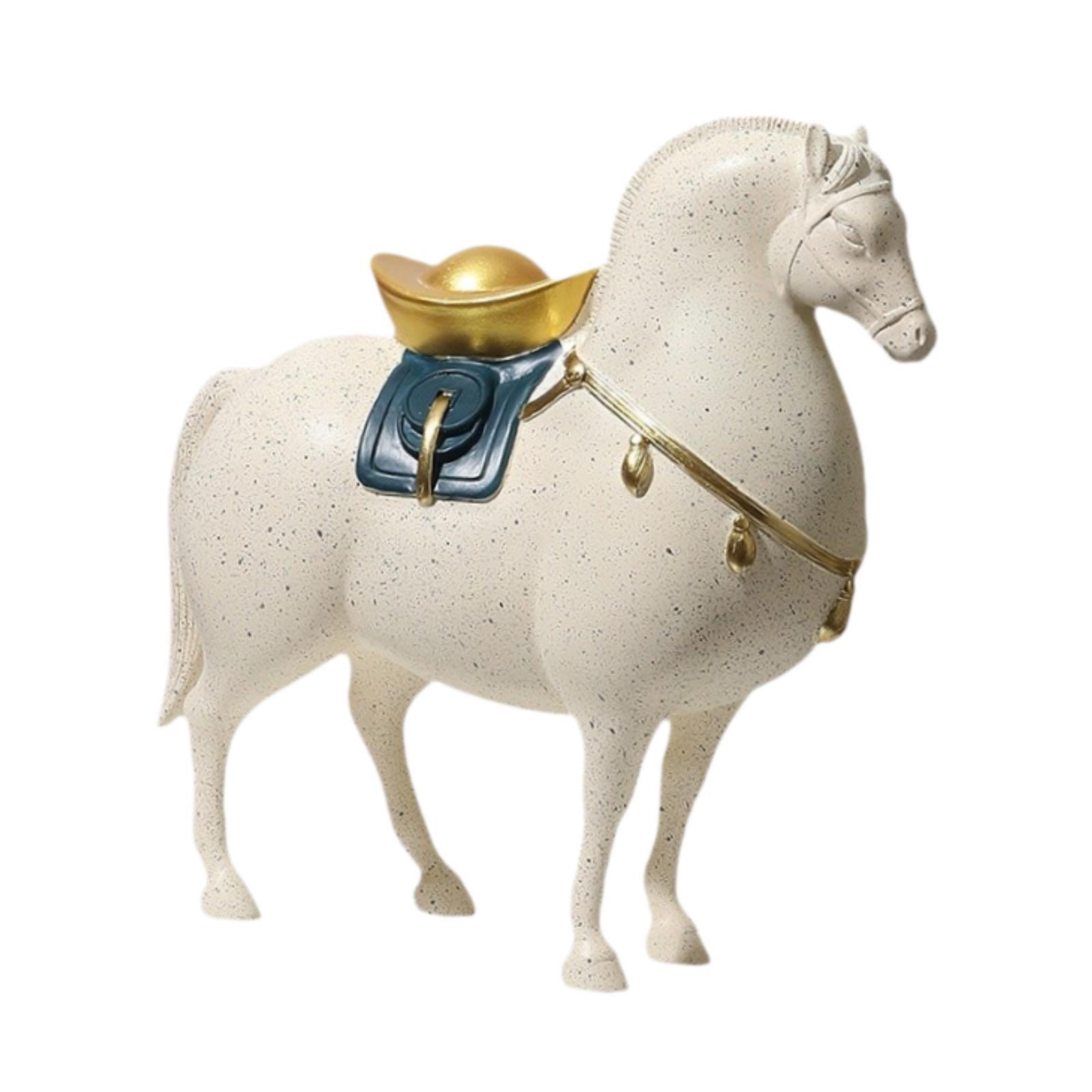 Bothyi - Estatua De Caballo Escultura Animal Para Armario Estante De Sala De Estar Con Lunares Negros