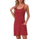 thumbnail image 1 of Camisón de Tirantes Ajustables con Bolsillos INSPIRE CHIC para Mujer, Loungewear Suave XL Rojo, 1 of 6