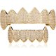 thumbnail image 1 of Grillz de vampiro dorado y plateado estilo hip hop para tus dientes, chapado en oro de 14 quilates, con diamantes de circonita cúbica, para hombres y mujeres, con barras de moldeado adicionales., 1 of 6