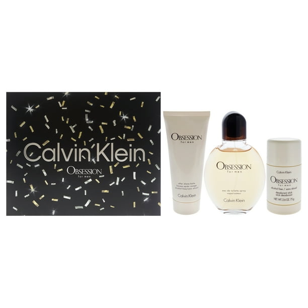 Set de Regalo Perfume Calvin Klein Obsession By Para EDT 100ml Spray, Desodorante en Barra 75g, Bálsamo para Después del Afeitado 100ml