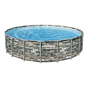 Piscina Bestway Redonda Filtro + Accesorios 6.10X1.32M Gris Tamano Unico