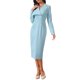 thumbnail image 2 of INSPIRE CHIC Vestido Elegante de Mujer Lápiz Cuello en V Manga Larga 2025 Vestidos de Trabajo a la Rodilla XL Azul Cielo, 2 of 5