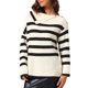 thumbnail image 1 of Mujeres Suéteres de Jersey de Manga Larga con Rayas, Cuello con Solapa, Bloque de Color, Blusas Sueltas Casuales M Albaricoque, 1 of 6