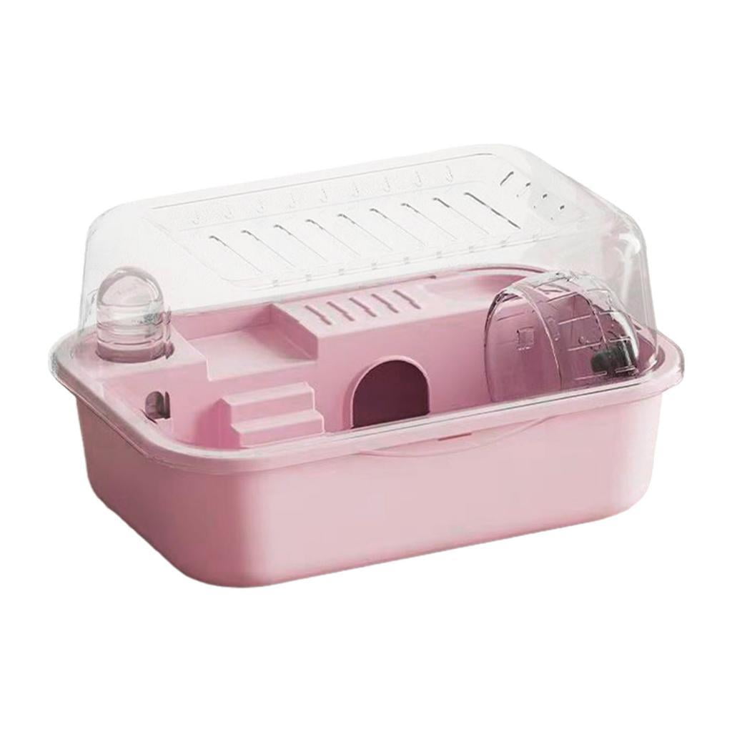 Jaula Portátil Con Tapa Abatible Para Hámsteres, Ratas, Erizos Y Jerbos, Color Rosa