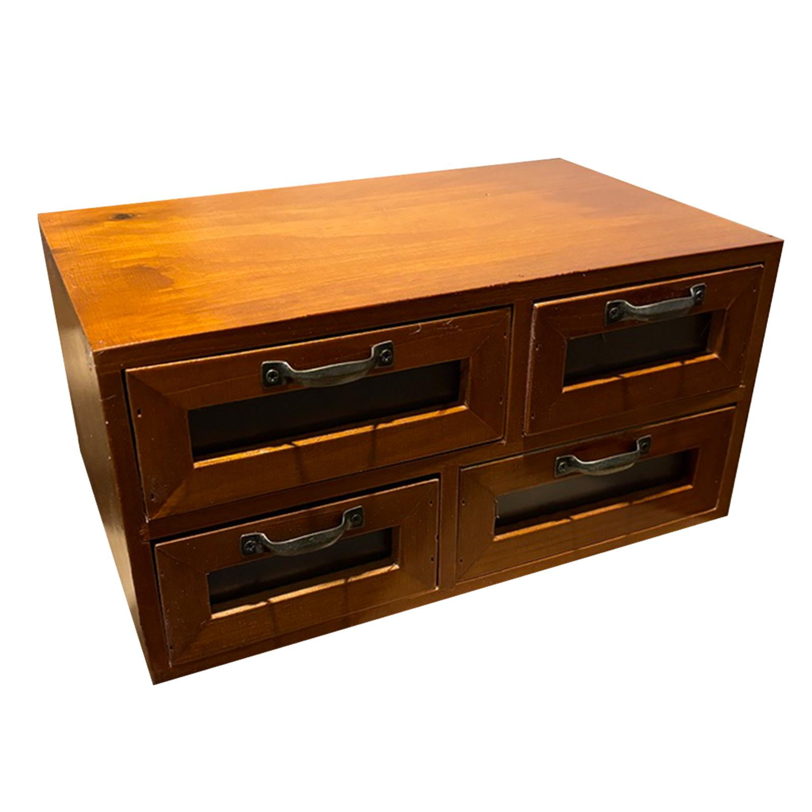 Bothyi - Caja De Almacenamiento De Escritorio De Madera Con Soporte Elevador De Monitor De Escritorio Multifuncional Con Cuatro Cajones