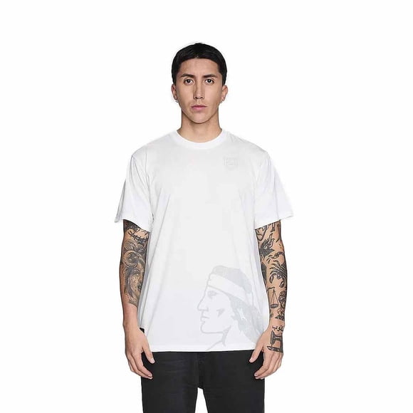 Polera Colo Colo Urbano Hombre Cacique Blanco Gris