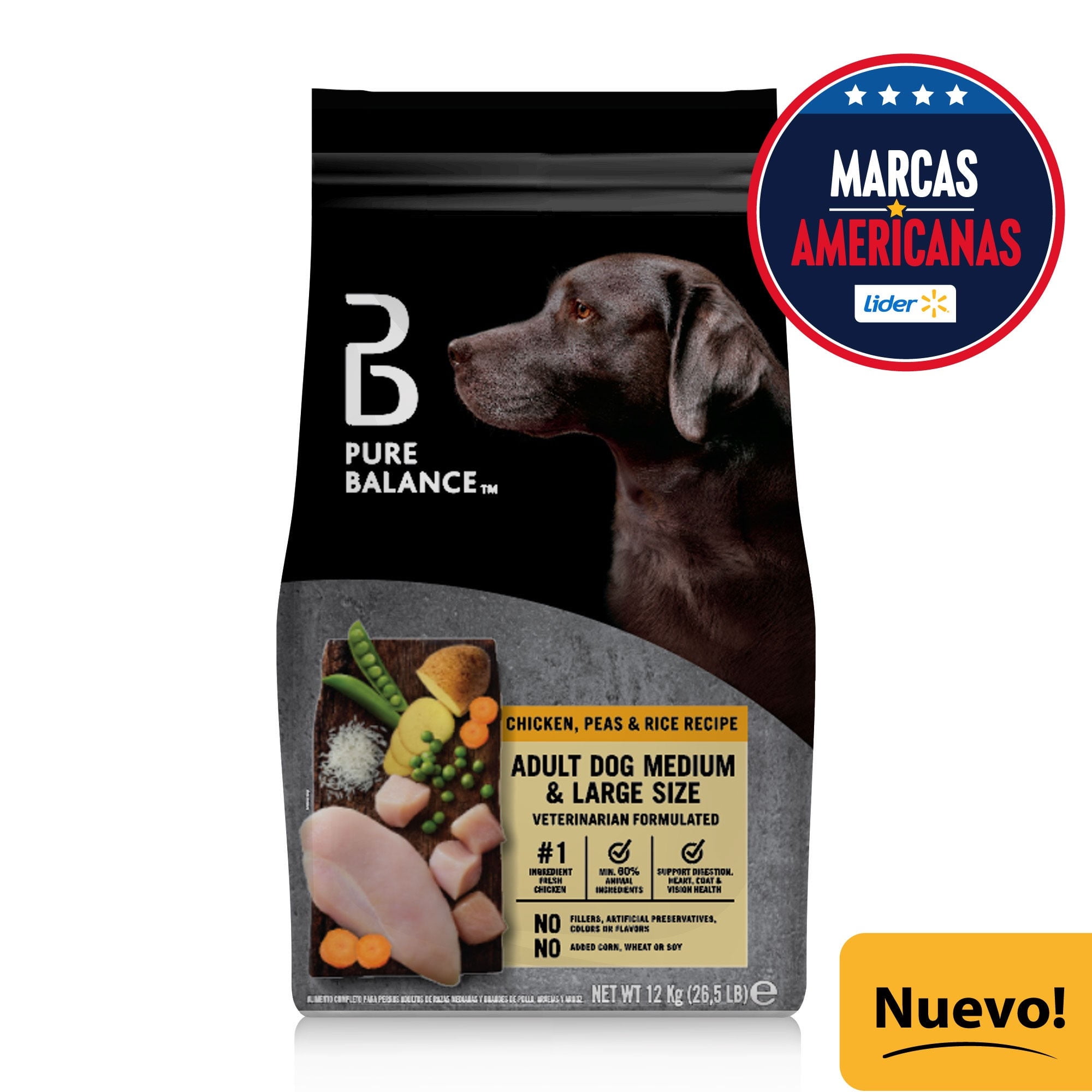 Alimentos Seco Perro Adulto Mediano/grande De Pollo Y Arvejas 12 kg Pure Balance