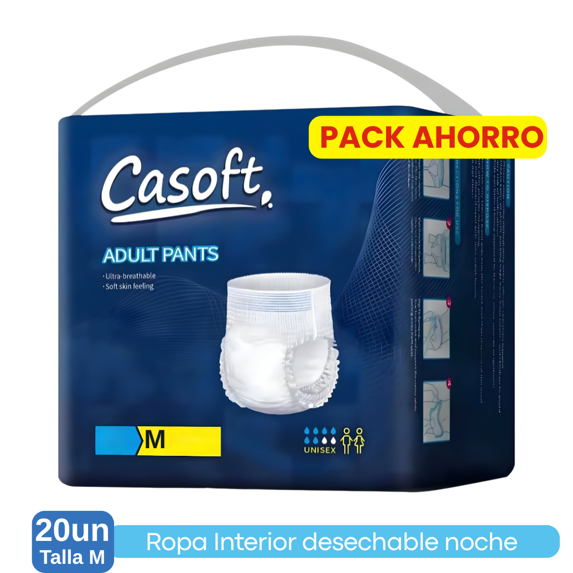Casoft - Pañales Adulto Pants Alta Absorción Uso Cotidiano X 20 Und Talla M