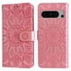thumbnail image 2 of Funda tipo cartera FOXDOCK para Google Pixel 8 Pro , diseño girasol en relieve, cuero PU, cierre magnético, soporte y tarjetero, 2 of 5