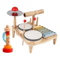 Magideal - Tambor Xilófono De Juguete Xilófono De Madera Juguete Musical Juguete Sensorial Kits De Música Preescolar Juego De Batería Para Bebé Montessori Para