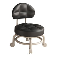 Bothyi - Taburete Con Ruedas Redondo Bajo Limpieza Con Respaldo Para Salón Peluquería Cocina Negro