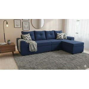 Deco Outlet Gm - Seccional Modular Bruselas 4.1 Felpa Azul
