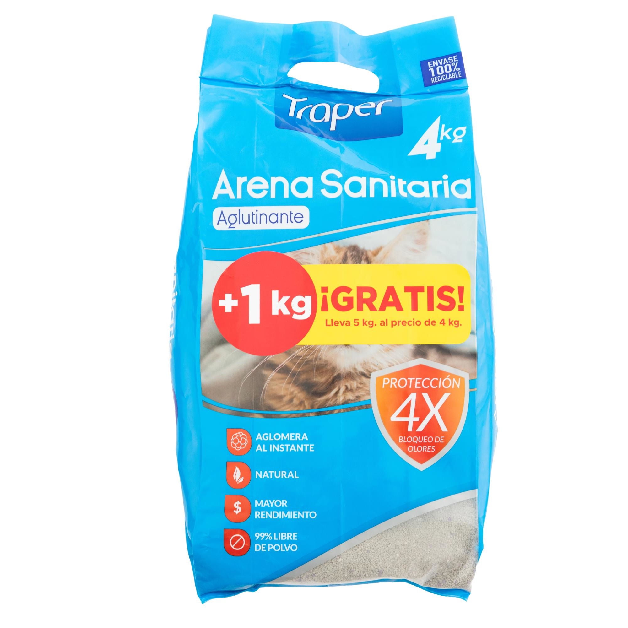 Arena Sanitaria Para Gato Aglutinante 4 Kg Traper