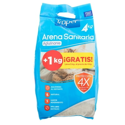 Arena Sanitaria Para Gato Aglutinante 4 Kg Traper