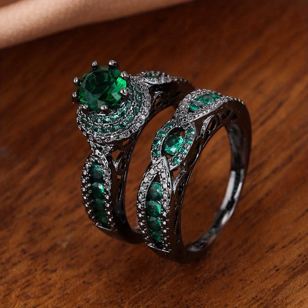 Stunning Jewelry Womens Stone Round Engagement Wedding Rings - Perfect for Best Friend, Christmas, St. Patrick's Day, and More!