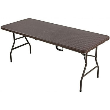 Mesa Plegable 1.80 Mts Tipo Maleta con Seguro Estilo Rattan