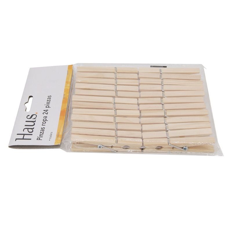 Pinza De Madera 24 Piezas Natural 1 Un Haus
