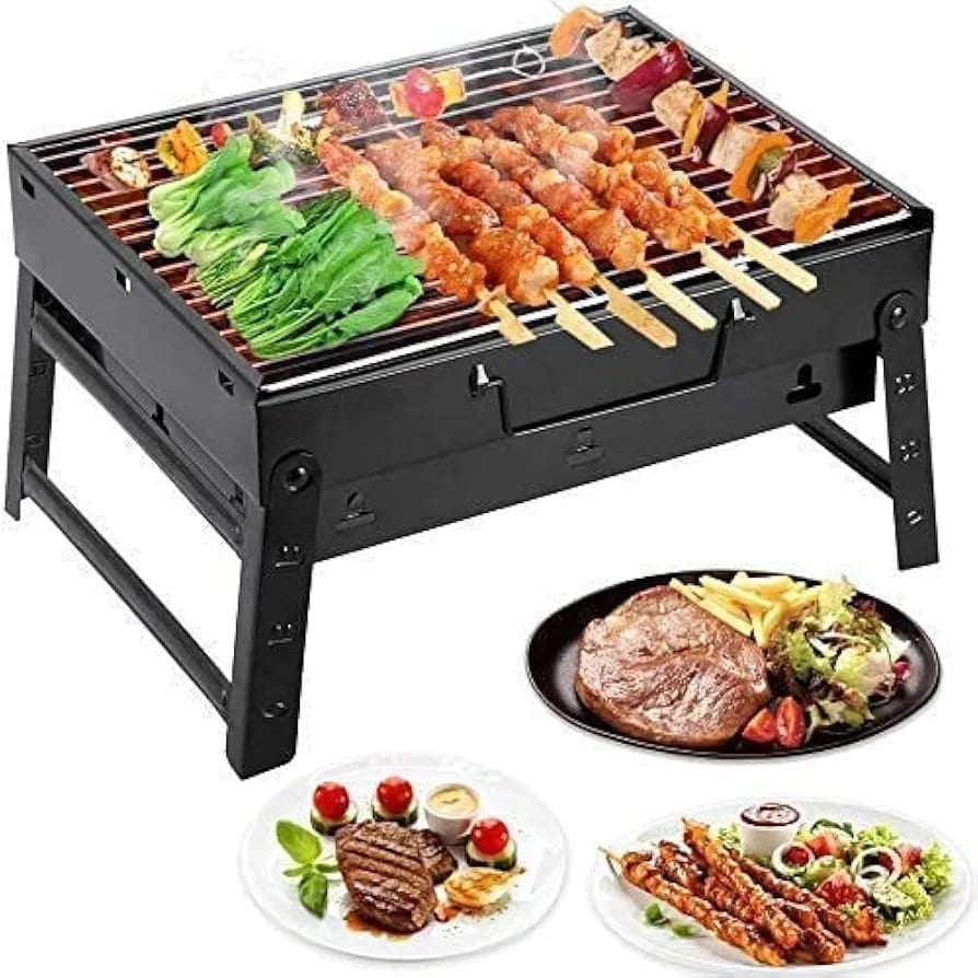 Genérico - Parrillera Asados Grill Bbq Portatil Plegable Terraza Balcon Color Negro