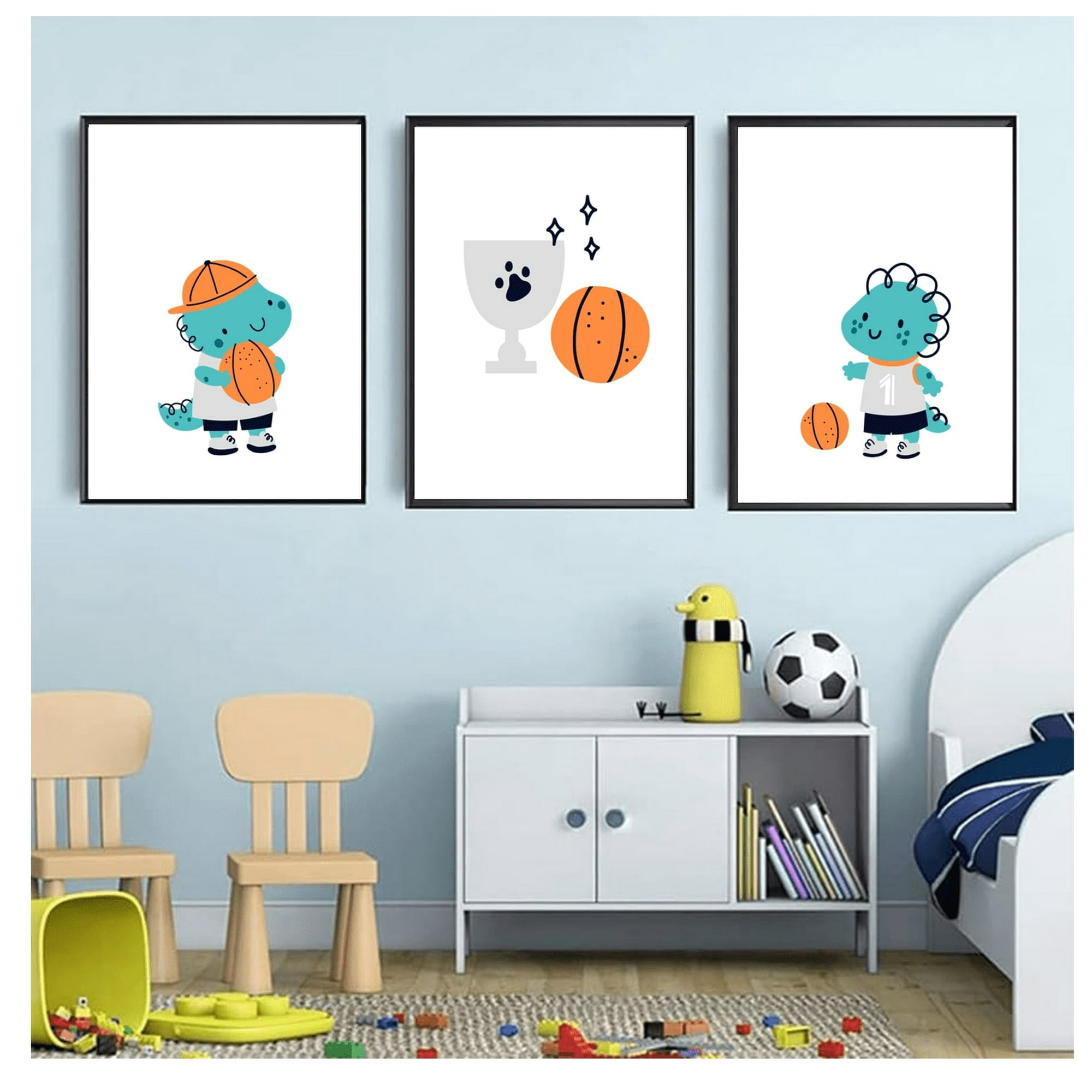 Genérico - Cuadros Decorativos Para Niños De Dinosaurio Pack X 3 Uds 35x50 Cm C/u